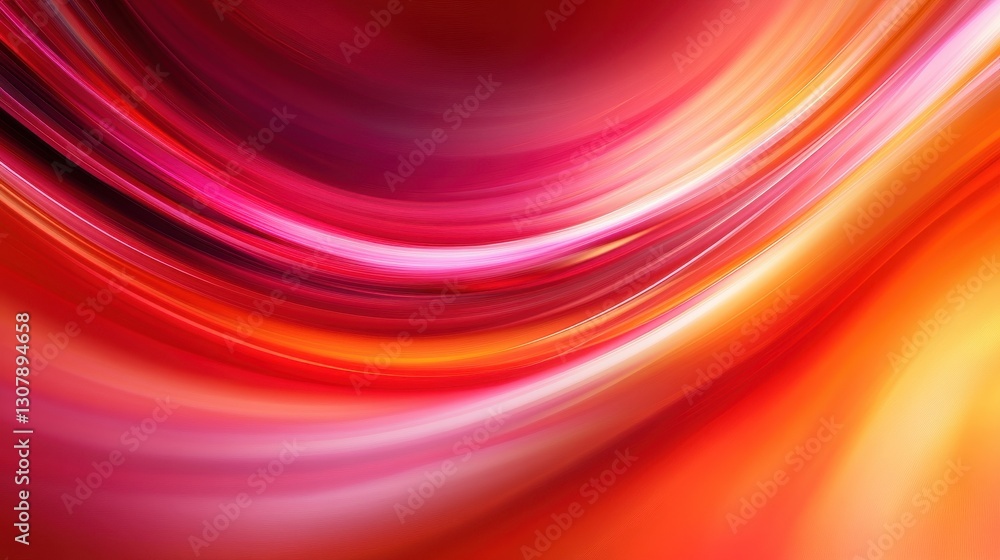 Fototapete an abstract, flowing red background with vibrant orange hues, high-speed motion blur, and smooth cur