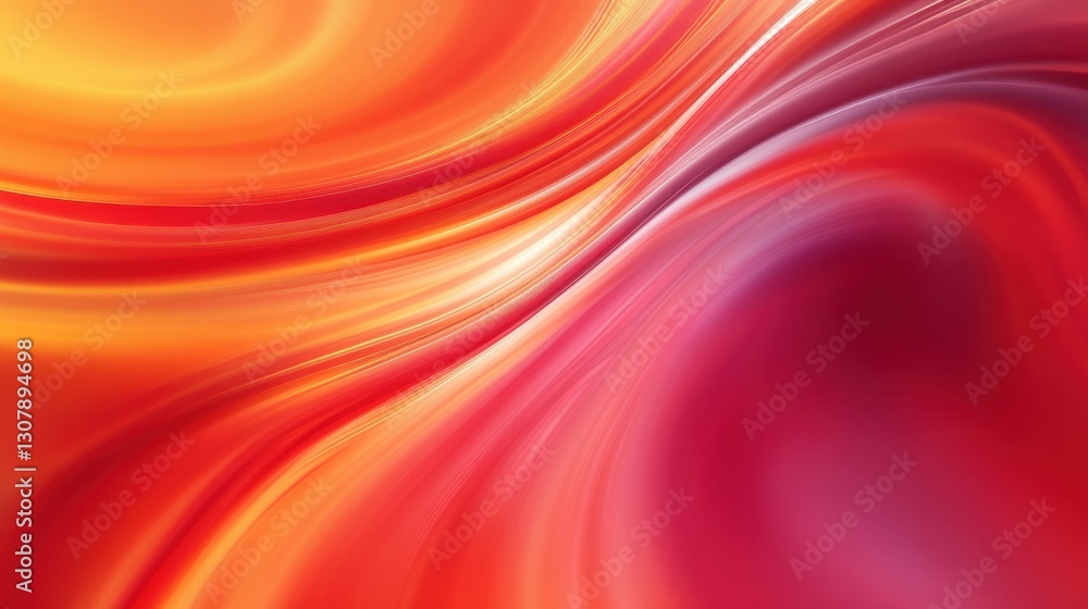 Fototapete an abstract, flowing red background with vibrant orange hues, high-speed motion blur, and smooth cur