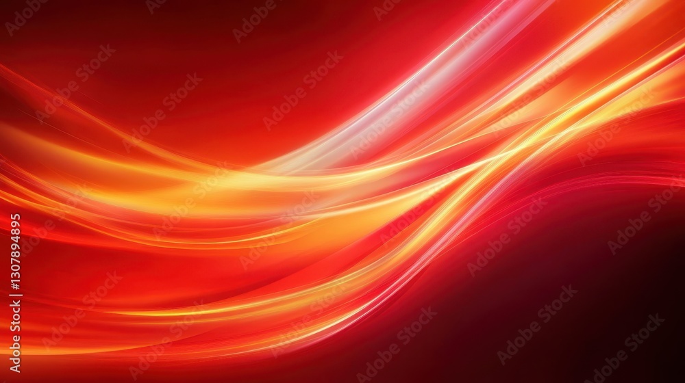 Fototapete an abstract, flowing red background with vibrant orange hues, high-speed motion blur, and smooth cur