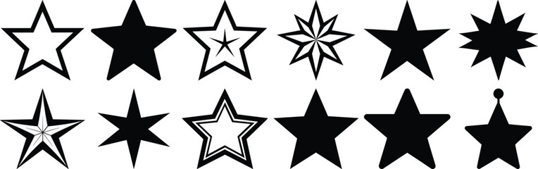 Star silhouette set vector design big pack of christmas illustration and icon