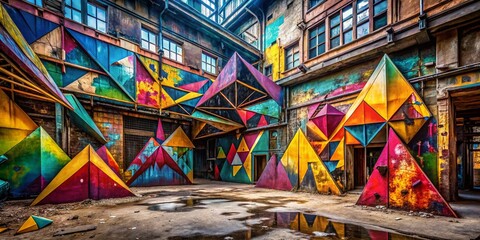 Fototapeta premium Abstract Colorful Triangles Geometric Urban Exploration Photography