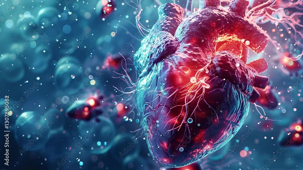 Aufkleber this close up visuals illustrate the interaction of pluripotent stem cells with heart tissue for rep