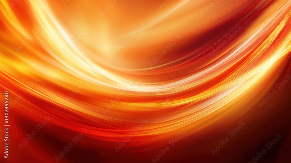 Fototapete smooth flowing curves in deep red and bright orange, combined with motion blur and light, create an 