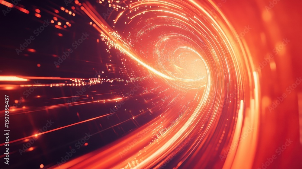 Aufkleber Smooth red and orange curves with motion blur, combined with light and shadow, create an abstract, futuristic backdrop. The center of the image is perfect for adding logos or design elements.
