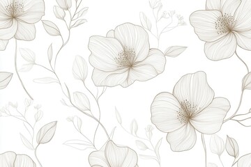 Delicate botanical line art featuring minimalist floral patterns for modern design aesthetics Generative AI