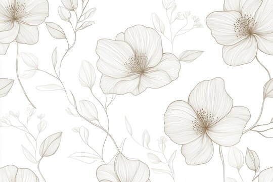 Fototapeta Delicate botanical line art featuring minimalist floral patterns for modern design aesthetics Generative AI