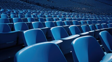 Naklejka premium Modern sports arena with rows of empty seats, ready for a major sporting event.