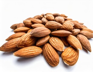 Fototapeta premium Fresh Almonds Displayed on an Isolated White Background