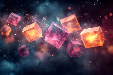 Floating cubes in a cosmic nebula