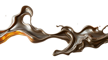 Abstract waves and splashes of liquid bronze metal with realistic reflections. Smooth, curved shapes create a fluid and elegant effect. isolated