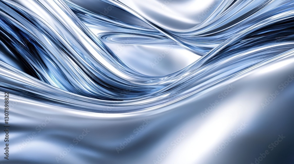 Poster a captivating silver backdrop with sweeping blue and white curves and a high-speed motion blur, crea