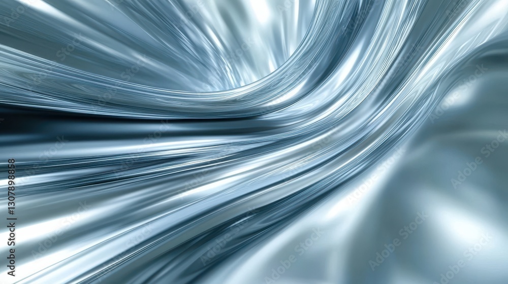 Poster a captivating silver backdrop with sweeping blue and white curves and a high-speed motion blur, crea