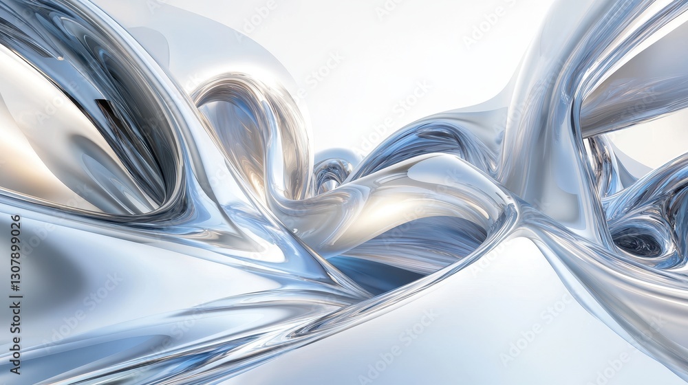 Poster a futuristic silver backdrop with blue and white curved lines in high-speed motion blur, creating a 