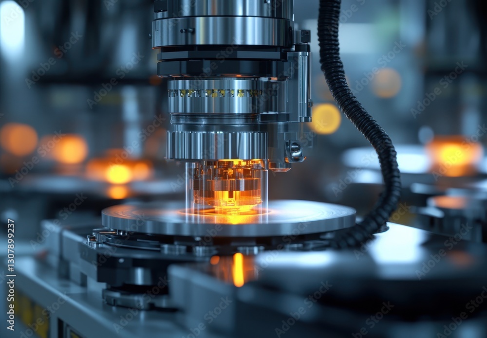 Poster advanced industrial robotics in manufacturing process with high precision machining and automated sy