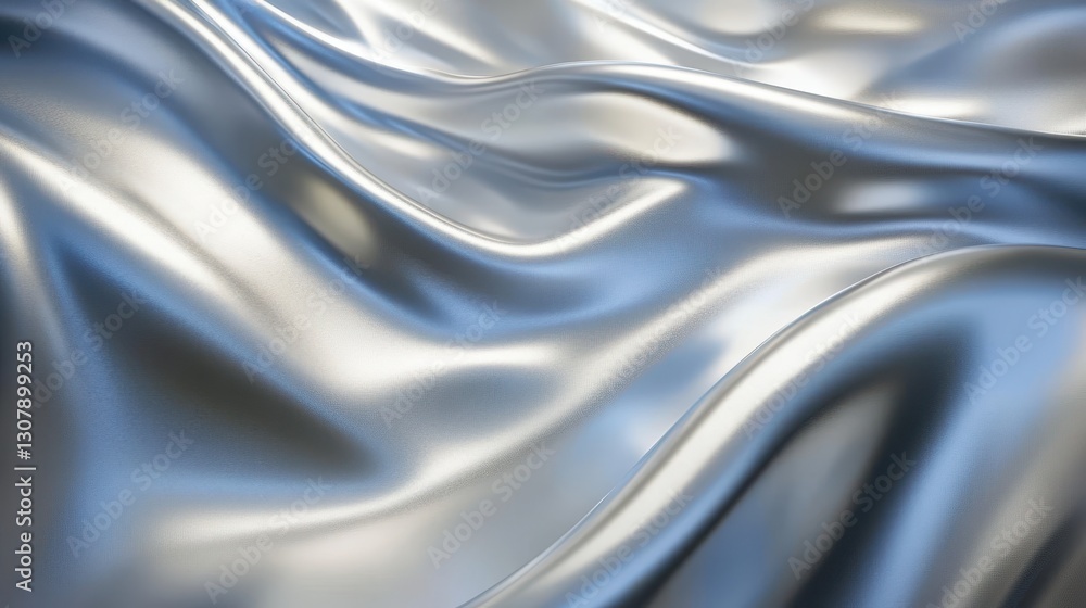 Poster a high-speed motion blur of silver curves in shades of blue and white, with a dramatic light-shadow 