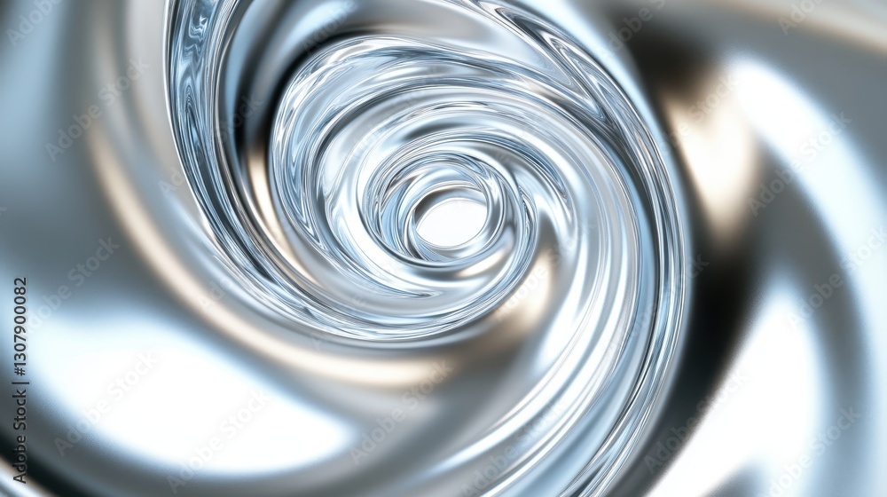 Poster abstract silver curves in blue and white swirl across the background, with a high-speed motion blur 
