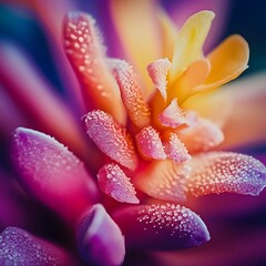 Elegant flower petals glimmering with fresh water droplets after a light rainfall in vibrant nature setting