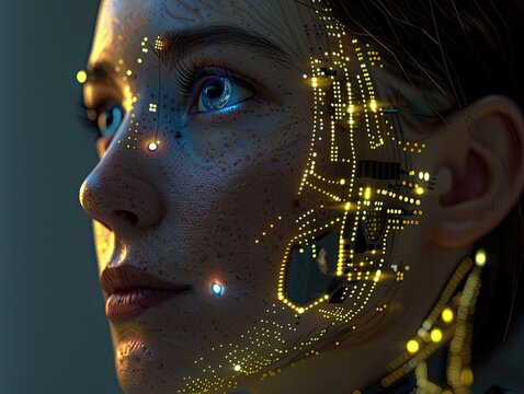 Cybernetic integration, unveiling a human connection with technology interface - Powered by Adobe