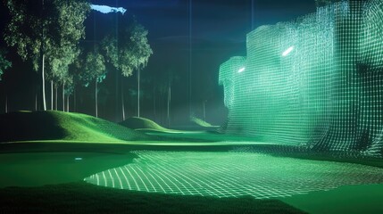 Virtual reality golf course simulation, interactive landscape design system