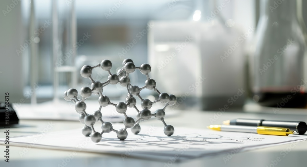 Aufkleber molecular model in science lab on table