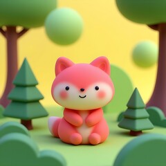 Obraz premium Whimsical Red Fox in Forest Setting