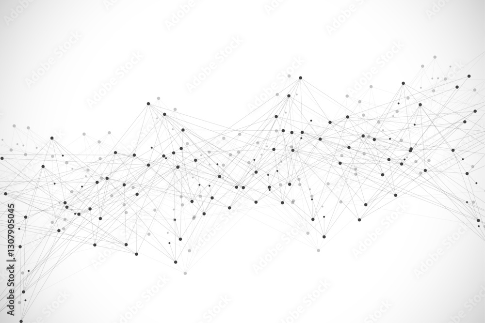 Poster Global network connection concept. Big data visualization. Social network communication in the global computer networks. Internet technology. Business. Science. Vector illustration