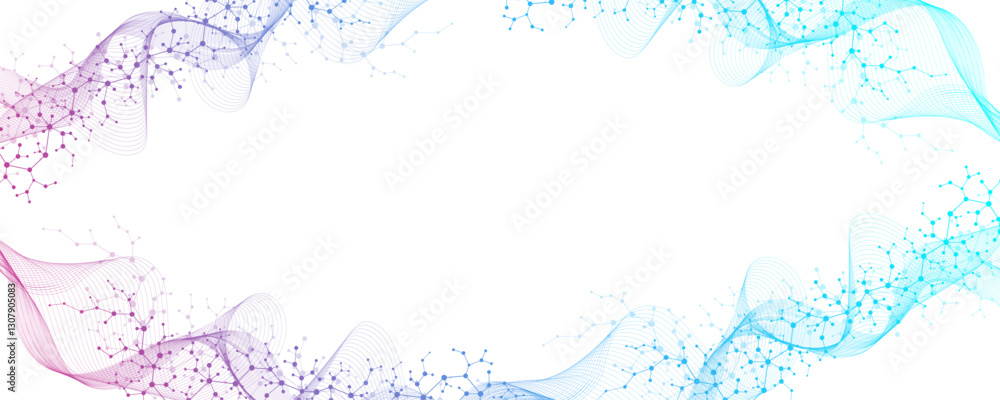 Aufkleber molecular abstract structure and genetic engineering dna. healthcare and medicine background concept