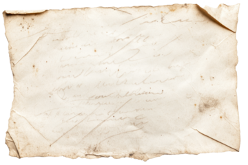 Antique letter fragment with faded handwriting on tattered paper edges