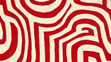 red and white pattern featuring thick lines and simple organic shapes