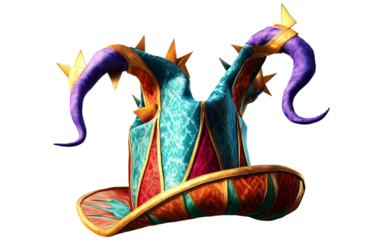 A jester hat isolated on transparent background. - Powered by Adobe