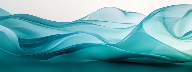 Serene Teal Waves: An Abstract Fluid Landscape