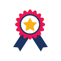 Vector Illustration of an Award Ribbon with a Gold Star Symbolizing Achievement, Success, and Excellence in Competitions