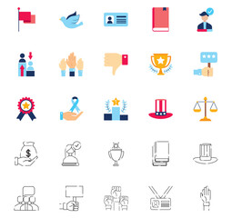 Set of voting vector icons with white background