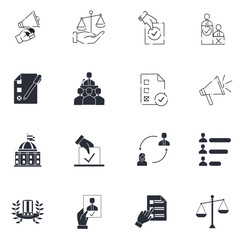 Set of voting vector icons with white background