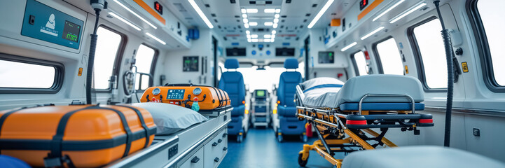 interior of a modern ambulance, transportation service