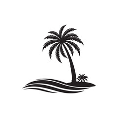 palm tree silhouette logo vector line art logo design