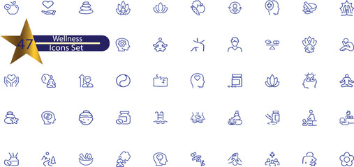 Wellness Line Editable Icons set. 
