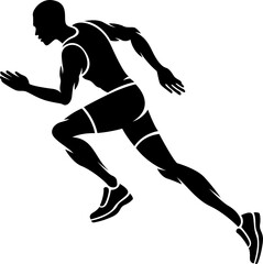 Running men, vector of isolated silhouettes