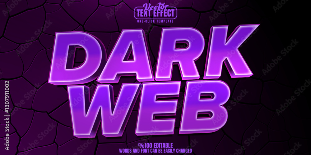 Poster dark editable text effect, customizable web and hacker 3d font style