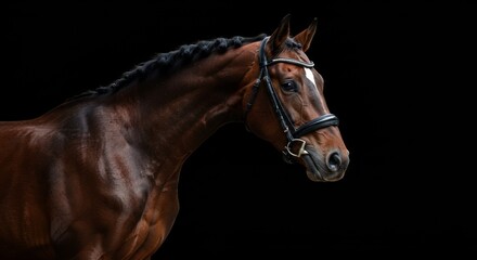 Obraz premium Horse In Dark Background, wallpaper 4K