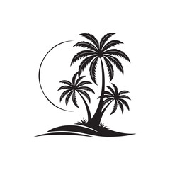 palm tree silhouette logo vector line art logo design