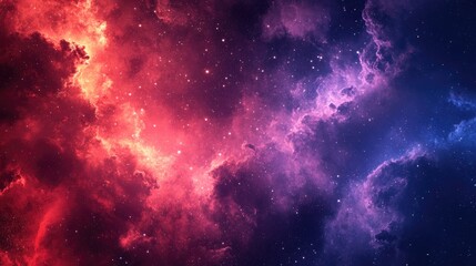Naklejka premium Cosmic dance of nebula, painted in shades of fiery red and tranquil blue