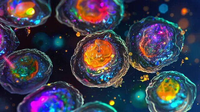 This Colorful stem cells highlight their potential in regenerative therapy and healing.