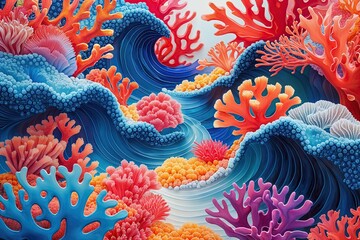 Alluring Abstract Coral Wave in Bright and Colorful Artistry