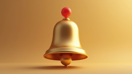 Golden Subscription Bell 3D Illustration with Red Number 1