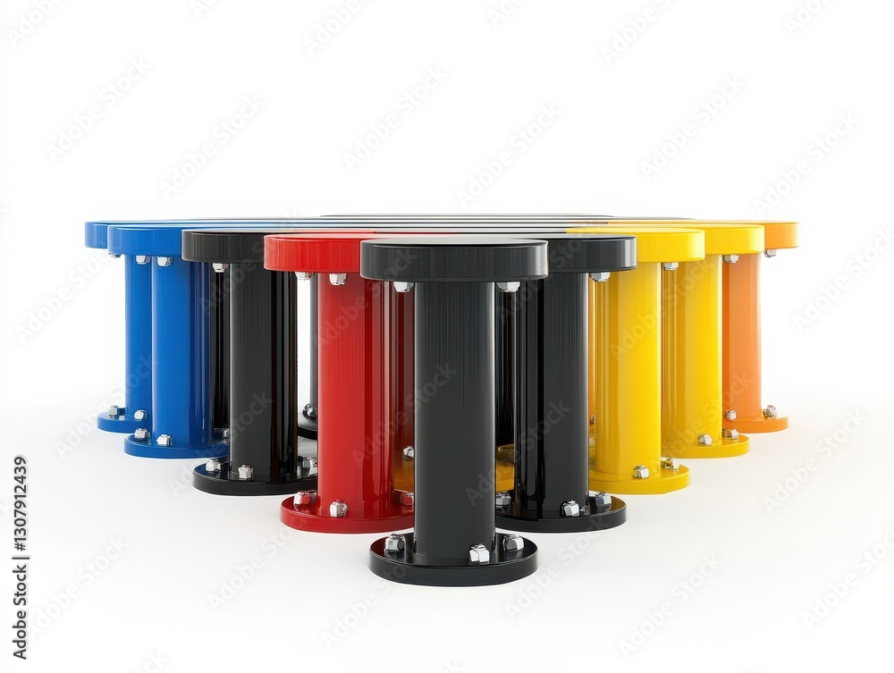 Poster colorful modern geometric columns in a minimalistic arrangement on a white background showcasing vib