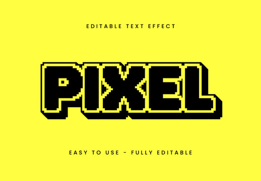 Black Pixel Font Retro Arcade Video Game 8-bit Text Effect