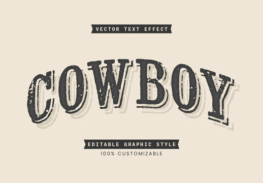Black and Beige Classic Cowboy Western Text Effect