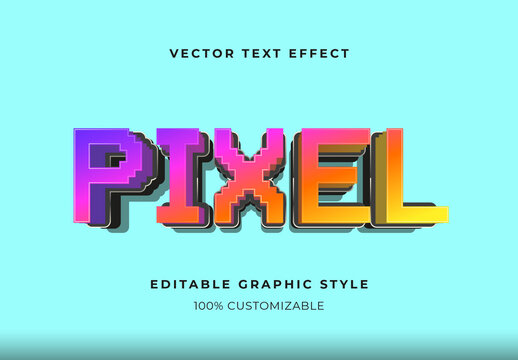 Multicolor Pixel 8-bit Retro Video Game Text Effect
