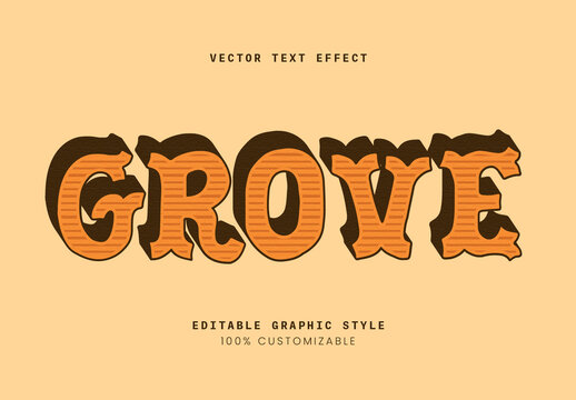 Orange Brown Vintage Rustic Wood Retro Grove Text Effect